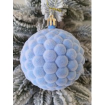 Новорічна куля в оксамиті "Бульбашка" Ø80мм блакитна, ціна за набір 4шт